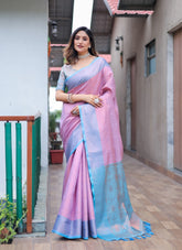 Pink Colour Designer Saree in Kanjivaram Silk